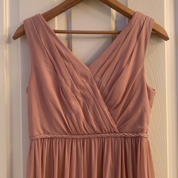 Azazie bridesmaids chiffon evening formal dress pink mauve blush Junior 16/XS - Picture 4 of 8